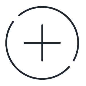 Blue circle with cross design, part of website's visual theme.